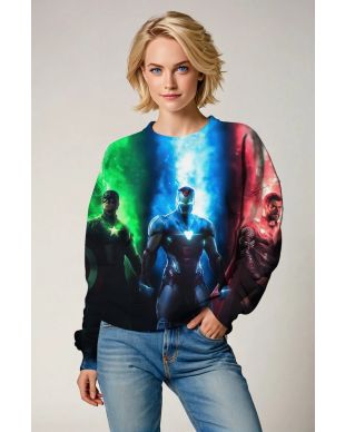 Captain America Iron Man Thor Tri-Color Marvel Heroes Crewneck Sweatshirt