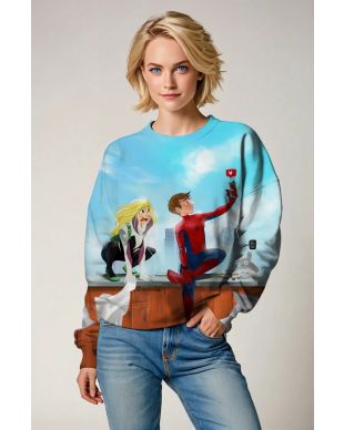 Spider-Man & Spider-Gwen Rooftop Selfie Crewneck Sweatshirt