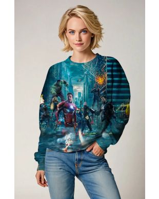 Avengers Clash – Teal Blue Crewneck Sweatshirt