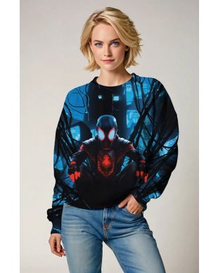 Miles Morales Shadow Grid Crewneck Sweatshirt