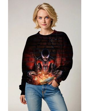 Miles Morales Electric Charge Black & Red Crewneck Sweatshirt