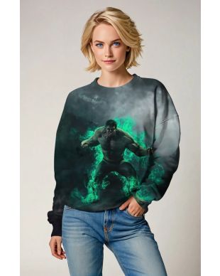 Hulk Smash Mode Crewneck – Gamma Green Glow Black Sweatshirt