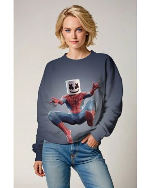Marshmello Masked Avenger Crewneck – Grey Comic Fusion Sweatshirt