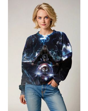 Endgame Volt Crewneck – Deep Blue Superhero Lightning Sweatshirt