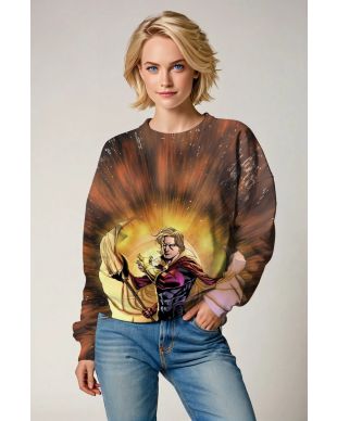 Adam the Warlock Graphic Crewneck Sweatshirt - Bold Brown & Gold Design