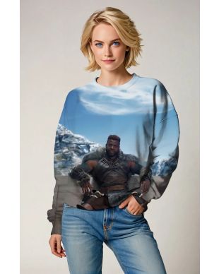 M'Baku Graphic Crewneck Sweatshirt - Bold Brown & Black Design