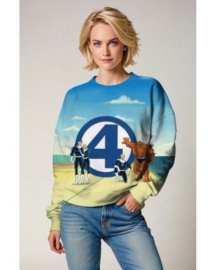 Blue Fantastic Four Crewneck Sweatshirt – Classic Superhero Style