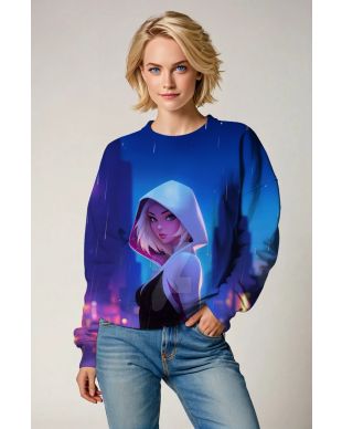 Blue Spider-Woman Crewneck Sweatshirt – Stylish & Cozy Superhero Wear