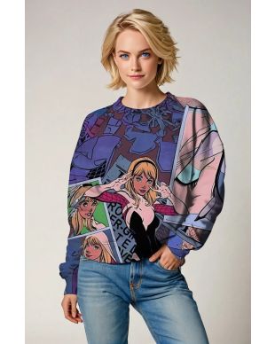 Purple Spider-Woman Crewneck Sweatshirt – Bold Comic Style Comfort