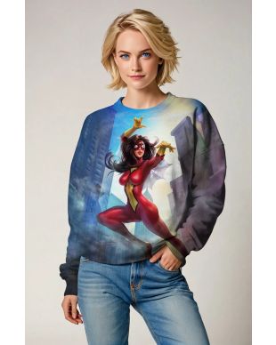 Jessica Drew / Spider-Woman Red Suit Graphic Crewneck Sweatshirt – Bold Black