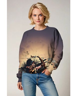 Danielle Moonstar: Empowering Comic-Inspired Crewneck Sweatshirt in Charcoal Gray