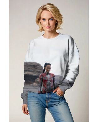 The Makkari Sweatshirt features an electrifying design showcasing the fastest hero from The Eternals