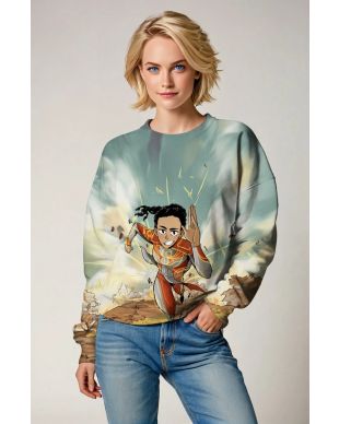 Run in style with the Makkari Sweatshirt, featuring a vibrant graphic of Makkari in her superhero costume.