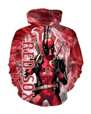 Pullover Red Deadpool Boston Red Sox Hoodie Red