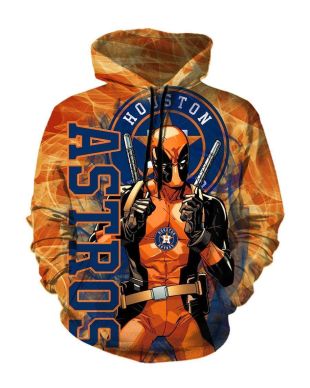 Pullover Orange Deadpool Houston Astros Hoodie Orange