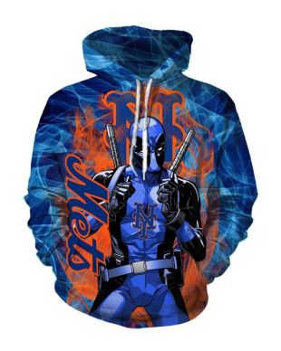 Pullover Orange Deadpool New York Mets Hoodie Orange