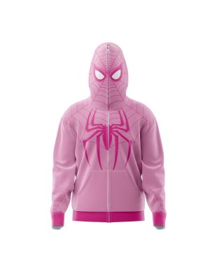 Spiderman Pink Marvel Comics Full Face Zip Hoodie