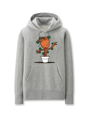 Solid Color Groot Cartoon Style Cute Guardians Hoodie Solid