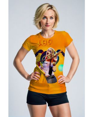 Harley Quinn Bat‑Wielding Graffiti Street Art Orange Apparel – Vibrant Punk T‑Shirt, Hoodie & Sweatshirt 