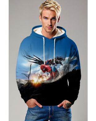 Spider‑Man Action Battle Graphic Hoodie – Blue