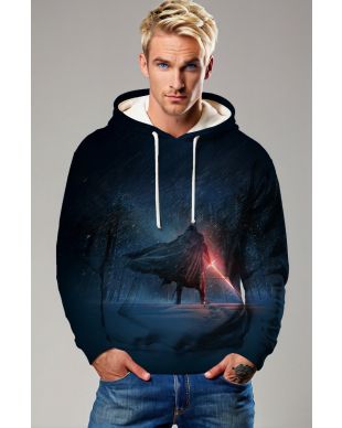 Dark Blue Galactic Warrior Graphic Hoodie