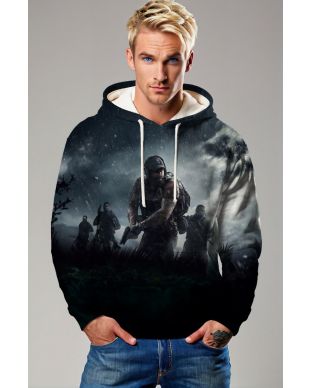 Dark Black Tactical Squad Graphic Hoodie