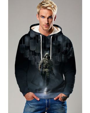 Black Tactical Soldier Graphic Hoodie