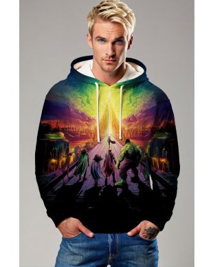 Black & Multicolor Asgard Path Graphic Hoodie