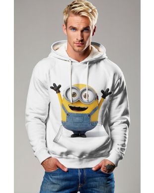 White Minion Graphic Hoodie