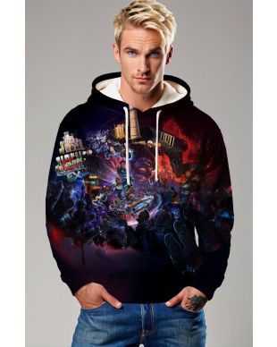 Dark Purple Sci‑Fi Arcade Hoodie