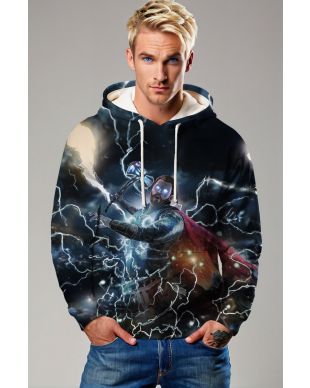 Dark Blue Thor Lightning Hoodie