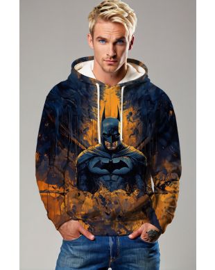 Dark Blue & Orange Batman Graphic Hoodie