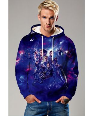 Dark Blue Avengers Galaxy Graphic Hoodie 
