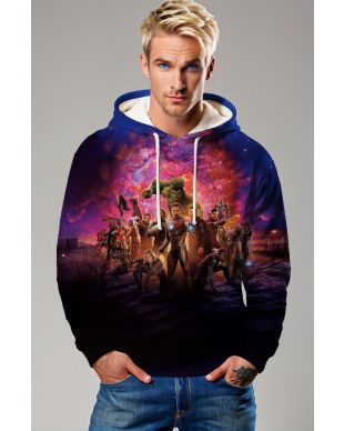 Dark Blue Avengers Galaxy Battle Hoodie