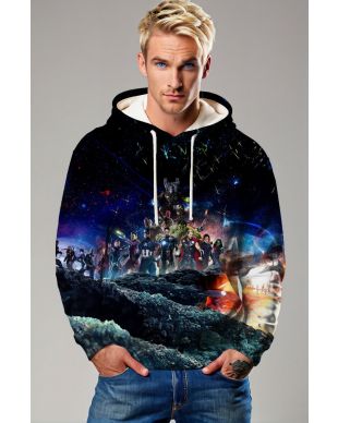 Dark Blue Avengers Galactic Battle Hoodie