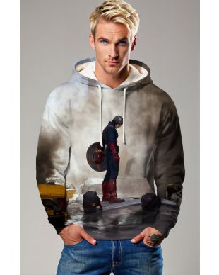 Gray Captain America Battle Hoodie