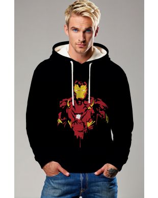 Iron Man Bold Graphic Black Apparel Heroic Streetwear Hoodie