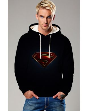 Superman S Shield Graphic Apparel Iconic Red & Gold Black Hoodie