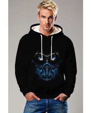 Blue Mask Tech Graphic Apparel – Black Pullover Hoodie