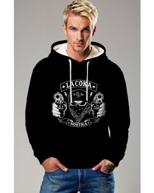 Lacoka Nostra Graphic Apparel – Bold Black Pullover Hoodie