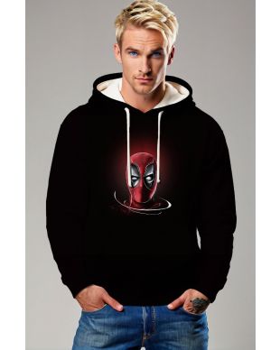 Masked Merc Graphic Apparel – Bold Red & Black Pullover Hoodie