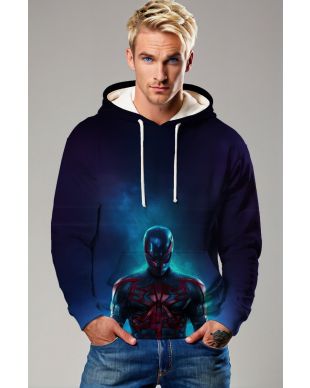 Neo Spider Hero Graphic Apparel – Midnight Blue Pullover Hoodie