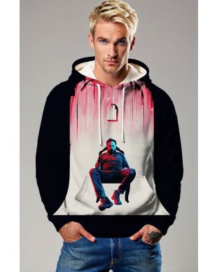 Urban Chair Scene Graphic Apparel – Black & White Pullover Hoodie