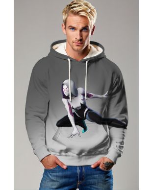 Gray & White Spider‑Gwen Crewneck Sweatshirt – Everyday Hero Appeal