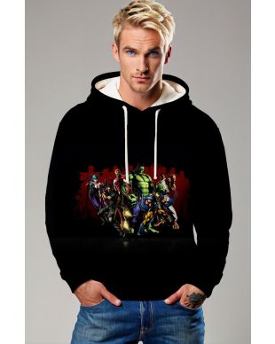 Black Marvel Heroes Team Pullover Hoodie – Warm Heroic Vibes