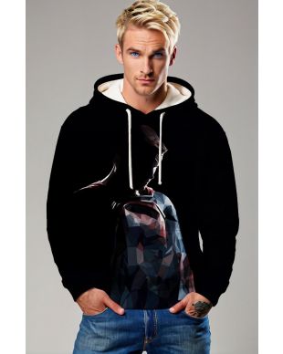Black Abstract Hero Art Pullover Hoodie – Artistic & Warm