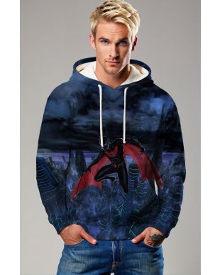  Dark Blue Future Knight Pullover Hoodie – Bold Heroic Nightscape