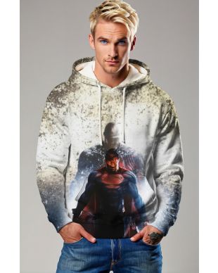 Light Gray Dark Superman Pullover Hoodie – Power and Comfort Combined
