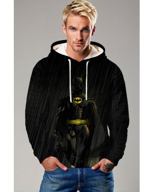 Black Batman Rain Pullover Hoodie – Heroic Comfort for Fans