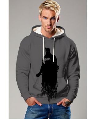 Dark Gray Batman Silhouette Pullover Hoodie – Urban Hero Style